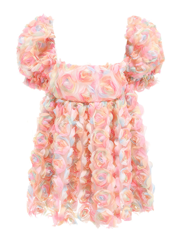 Vestido Corto Estampado Floral con Mangas Abullonadas para Mujer - Image 4