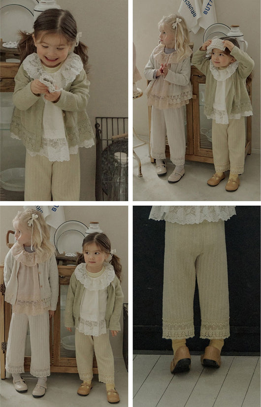 Pantalones Rectos de Punto Suave con Detalle de Encaje - Image 41