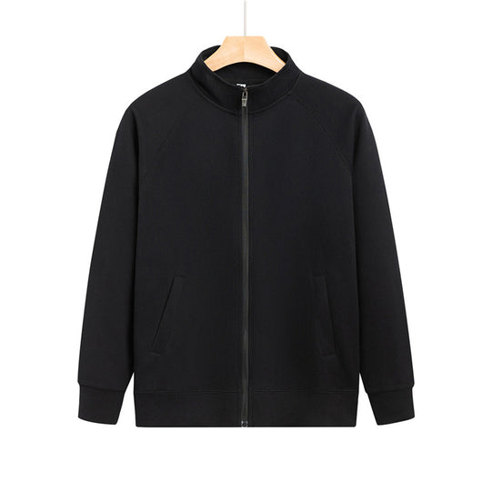 Purple full-zip jacket with a stand-up collar, raglan sleeves, and front pockets, displayed on a hanger. - Image 9