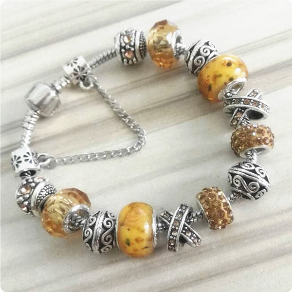 Pulsera de Cristal Artesanal con Cuentas de Vidrio