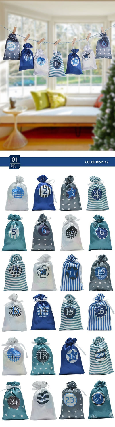 Set de Bolsas de Regalo Calendario Navideño en Satén - Image 12