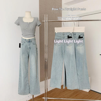 Jeans Anchos Azul Claro con Bordado de Ballet - Image 10