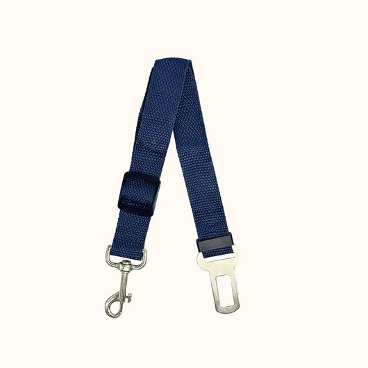 Brown nylon pet car safety belt with adjustable strap, metal seatbelt buckle, and swivel snap hook. - Image 15