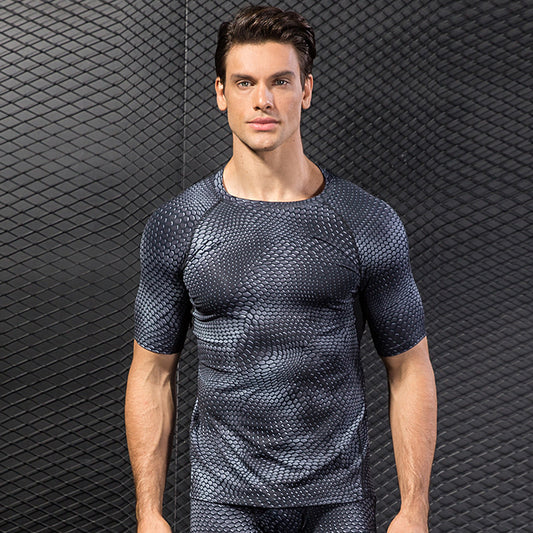 Playera Deportiva Hombre Manga Corta Secado Rápido con Estampado 3D