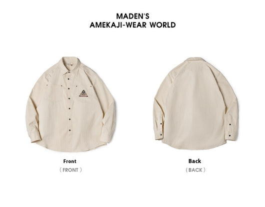 Camisa Manga Larga Estilo Retro con Totem Indígena Crema - Image 15