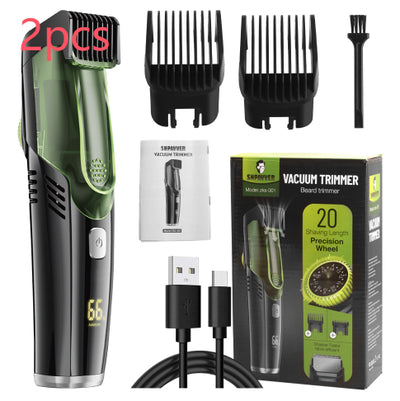 Rechargeable black and blue hair clipper kit with two guide combs, cleaning brush, USB cable, and black storage pouch. - Image 19
