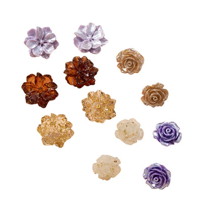 Aretes de Resina Transparente con Lámina de Oro y Rosas - Image 5