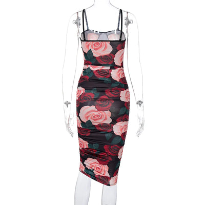 Vestido Slim Fit Escote Cuadrado con Estampado Fruncido para Mujer - Image 14