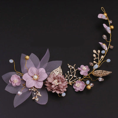 Accesorio para Cabello Nupcial con Rama Dorada y Flores en Hoja de Oro - Image 10
