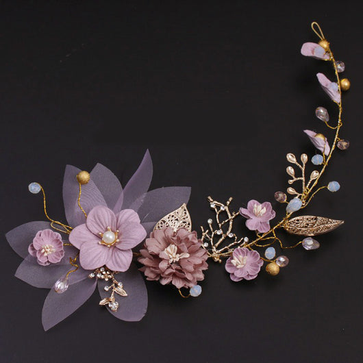 Accesorio para Cabello Nupcial con Rama Dorada y Flores en Hoja de Oro - Image 10