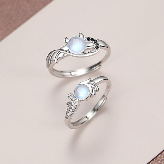 Anillo de Pareja Ángel y Demonio en Plata Esterlina S925
