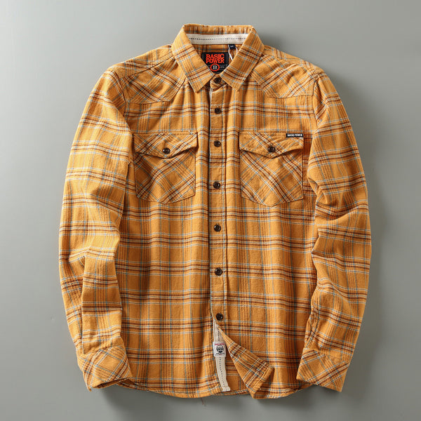 Camisa Retro de Algodón Lavado con Textura Gruesa