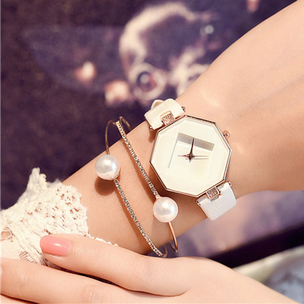Reloj Elegante para Estudiante con Cristal Prismático y Esfera Pequeña