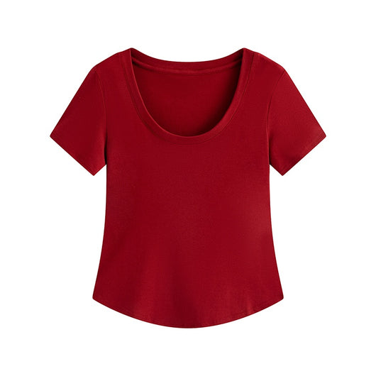 Blusa Slim Fit Escote U Manga Corta Efecto Adelgazante - Image 14