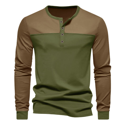 Camiseta Base Retro de Bloques de Color Manga Larga para Hombre - Image 9