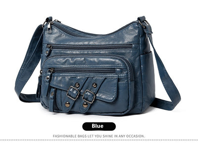 Bolso Mensajero de Cuero con Múltiples Compartimentos y Bolsillos - Image 28