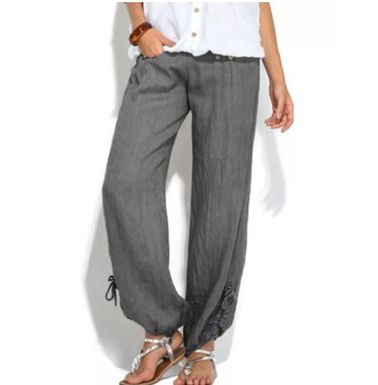 Pantalones Anchos Casuales con Botones Sueltos para Mujer - Image 13