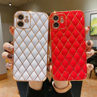 Funda para Celular de Piel de Cordero con Patrón Diamantado - Protección Resistente a Caídas - Image 9