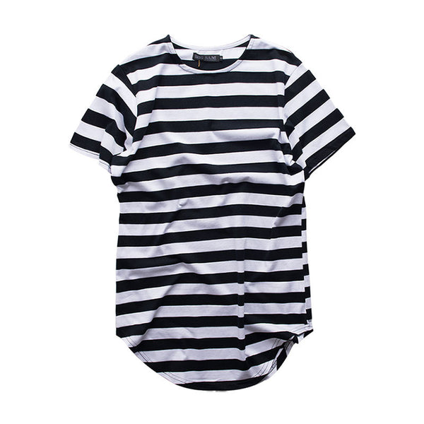 Playera Unisex de Rayas Cuello Redondo Largo - Estilo Mar y Alma