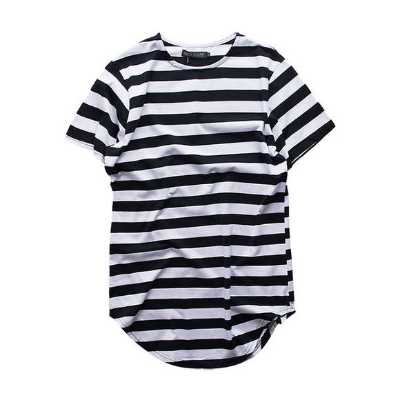 Playera Unisex de Rayas Cuello Redondo Largo - Estilo Mar y Alma