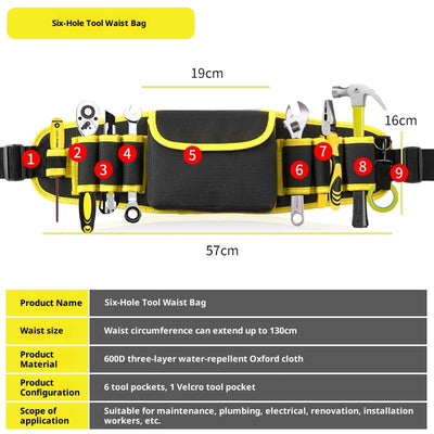 Cinturón de Trabajo Multifuncional con Bolsa de Herramientas - Tela Oxford Resistente para Alturas - Image 11