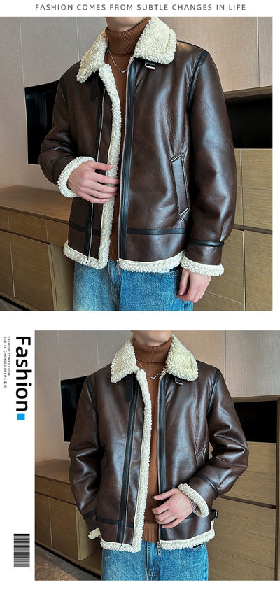 Chaqueta Acolchada de Cuero para Hombre con Cuello Polo - Image 15
