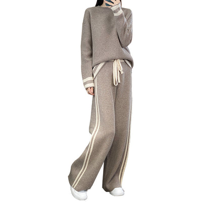 Conjunto de Pantalón Ancho y Suéter Tejido en Lana - Estilo Casual Relajado - Image 5