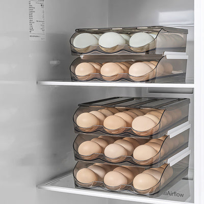 Organizador de Huevos Refrigerador con Ruedas y Tapa Transparente