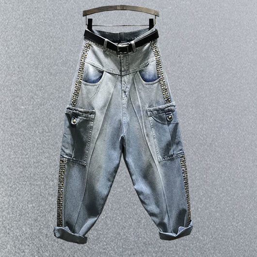 Pantalón Harem Denim Baggy Oversized para Mujer - Estilo Urbano y Cómodo - Image 2
