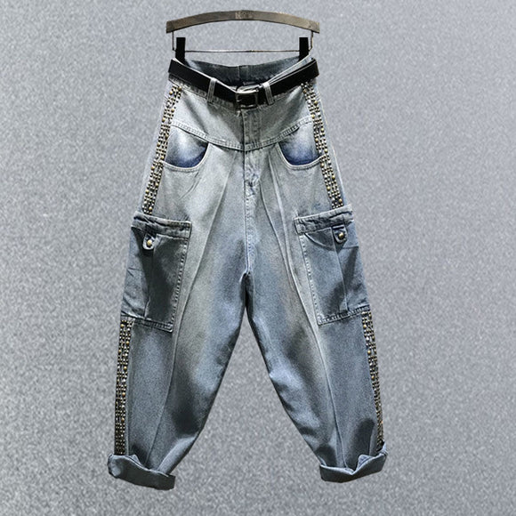 Pantalón Harem Denim Baggy Oversized para Mujer - Estilo Urbano y Cómodo