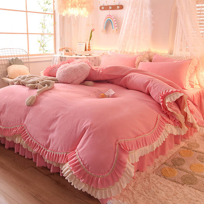 Juego de Cama Lujo Nude Princesa Durmiente con Encaje Floral - Juego de 4 Piezas - Image 9
