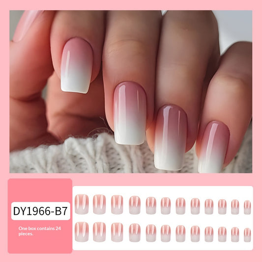 Uñas Postizas Degradado Rosa y Blanco Desmontables - Image 2