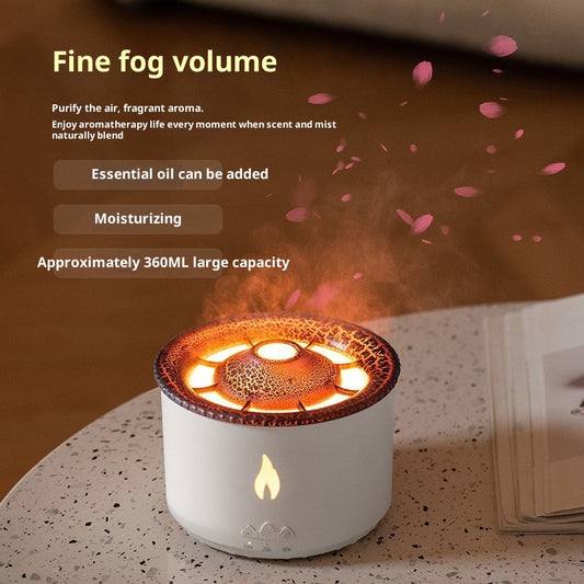 Difusor de Aroma Volcán Creativo con Efecto Llama - Humidificador Ultrasónico Premium