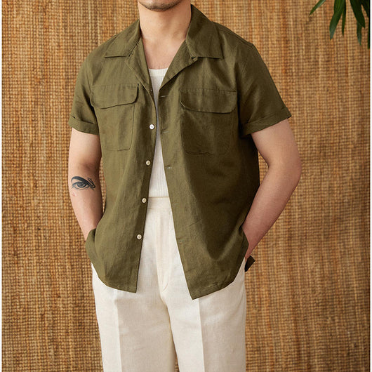 Camisa Cubana de Lino y Algodón para Hombre - Manga Corta Verano - Image 9