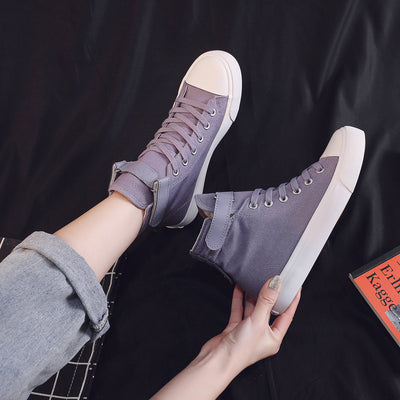 Zapatillas Altas de Lona Negras Estilo Británico para Mujer - Image 8