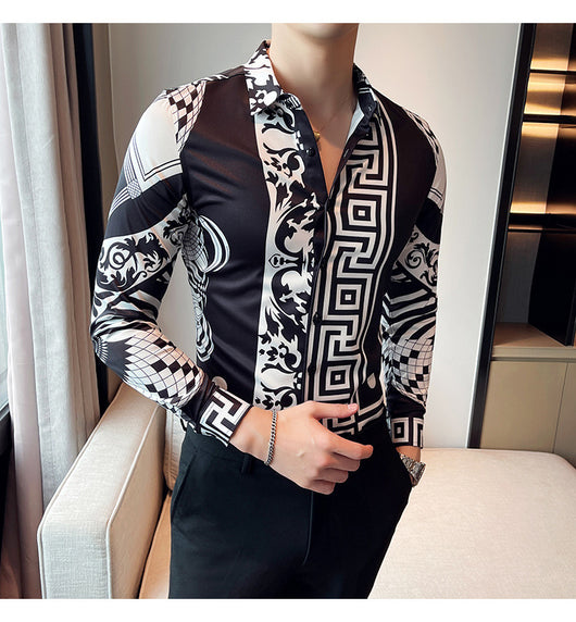 Camisa Manga Larga Estampada Slim Fit para Hombre - Image 23