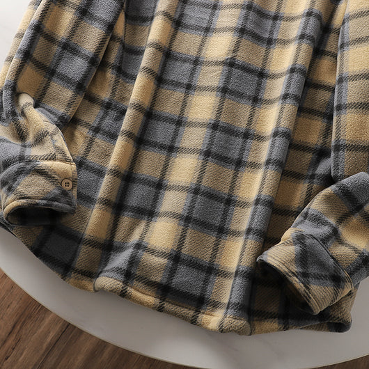 Abrigo Acolchado de Lana Escocesa con Forro Polar para Otoño e Invierno - Image 24
