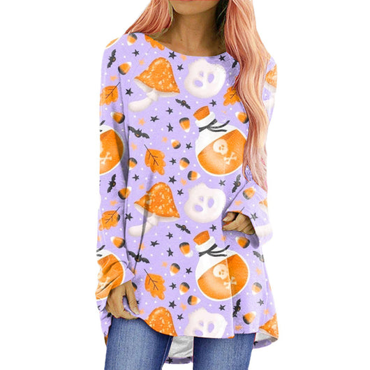Playera Manga Larga Estampado Temática Halloween para Mujer - Image 5