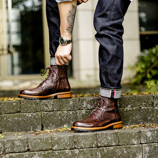 Botas Martin de Cuero Altas Estilo Británico para Otoño e Invierno - Image 14
