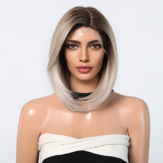 Peluca Bob Corto Liso con Encaje Frontal - Cabello Natural Realista