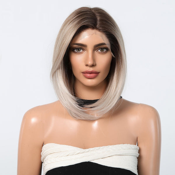 Peluca Bob Corto Liso con Encaje Frontal - Cabello Natural Realista