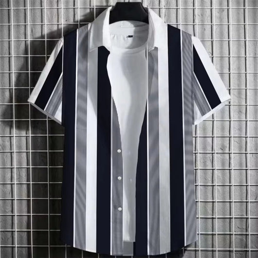 Playera Hombre Rayas Estampado 3D Manga Corta - Image 18