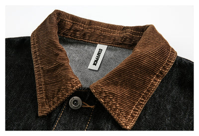 Chaqueta Denim Negra Retro Suelta para Hombre - Estilo Workwear Casual - Image 10