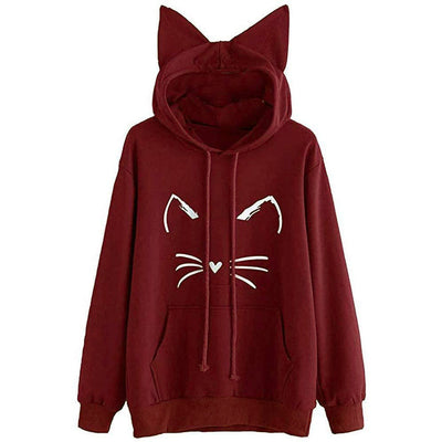 Sudadera con Capucha Estampado Gato para Mujer - Image 3