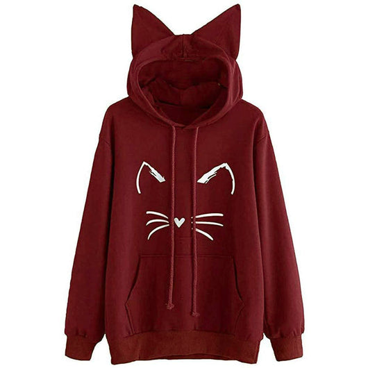 Sudadera con Capucha Estampado Gato para Mujer - Image 3