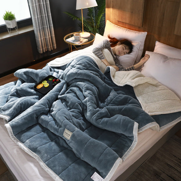 Manta Térmica Siesta Confort - Edredón de Tres Capas con Forro de Lana y Coral Fleece