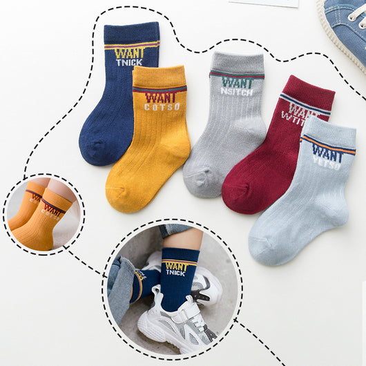 Paquete de 5 Pares de Calcetines Deportivos de Otoño/Invierno para Niños - Image 9