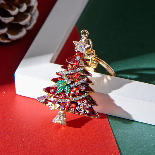 Llavero Navideño Árbol de Navidad con Gotas de Diamante Europeo y Americano - Image 8