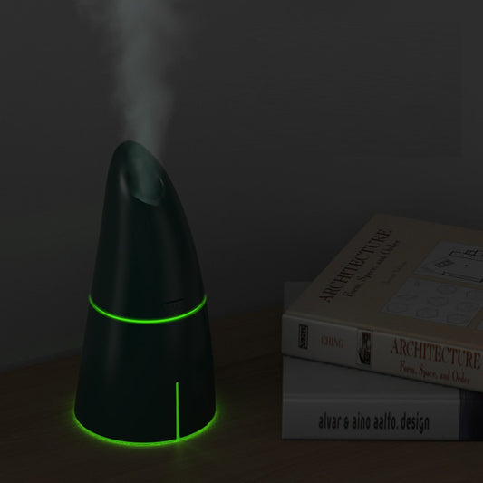 Red columnar USB mini humidifier with a power button and top mist outlet, designed for small spaces. - Image 2