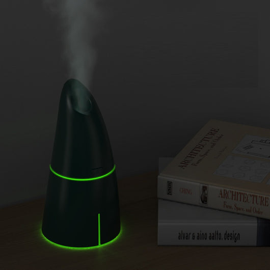 Red columnar USB mini humidifier with a power button and top mist outlet, designed for small spaces. - Image 2